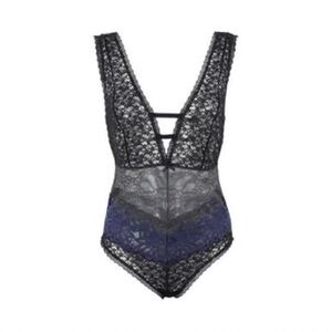 Free People Intimately Black and Blue Lace Bodysuit